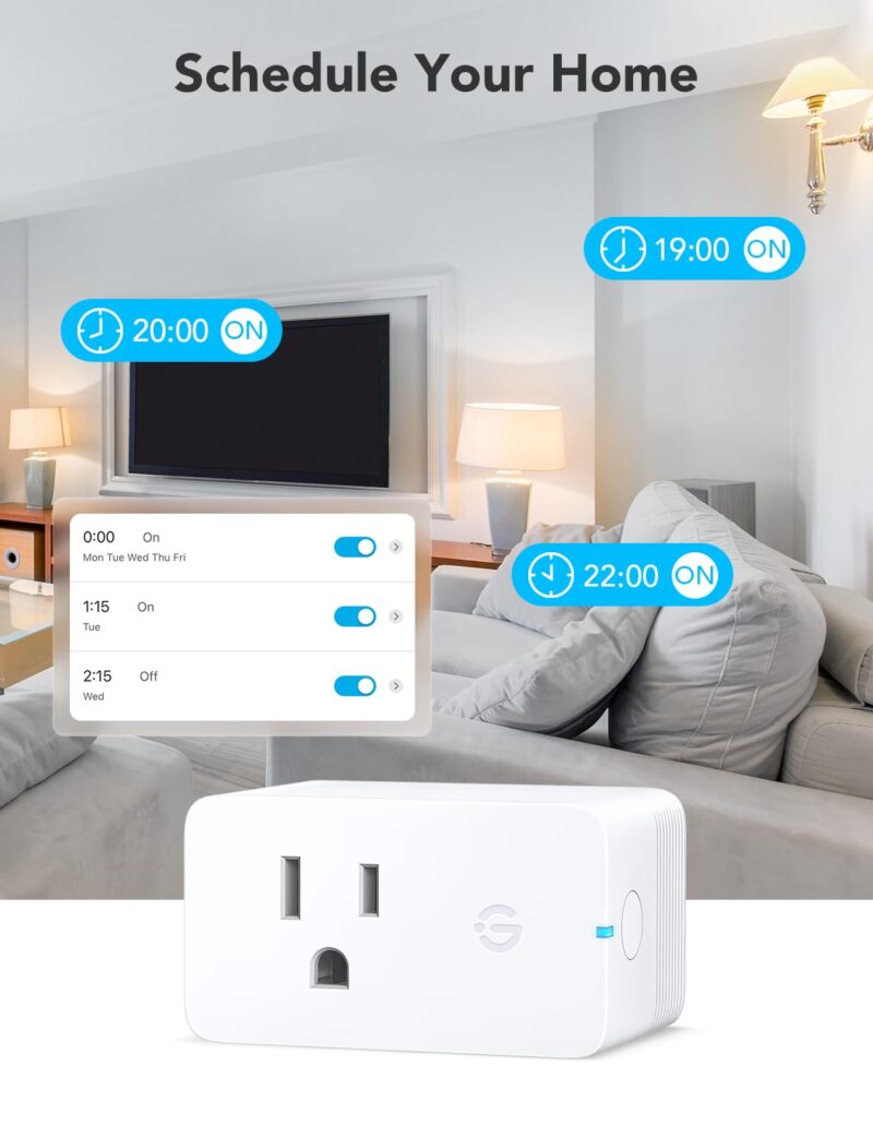 Govee Smart Plug with Energy Monitoring, WiFi Bluetooth Plug Work with Alexa and Google Assistant, 15A Smart Outlets with Timer & Group Controller, No Hub Required, ETL&FCC Certified for Home, 4 Pack - Image 7