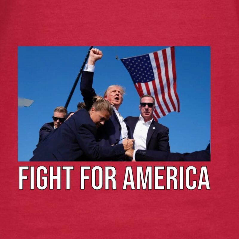 Trump Shot Assassination Attempt Rally Trump 2024 Fight for America American Pride Womens Graphic T-Shirt - Image 2