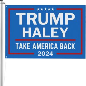 4x6 3ply Double Sided Flag, Trump Haley 2024 Flag 4x6 Flag Blue, Donald Trump 2024 President Nikki Haley 2024 Take Save American Back Flag 4x6 Ft Banner Outdoor Yard Flag Sign