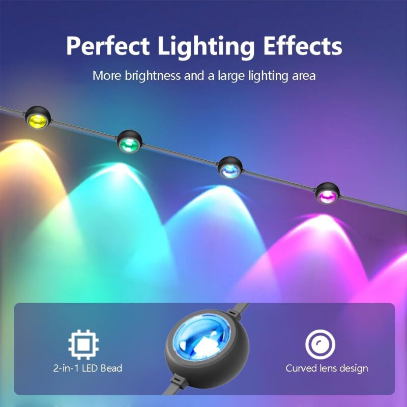 Permanent Outdoor Lights with Remote, 50ft with 20 LED Lights, RGB and Warm Cold White Eave Lights with Multiple Scene Modes, IP67 Waterproof for Mothers Day, Christmas Decor, Party Decor - Image 4