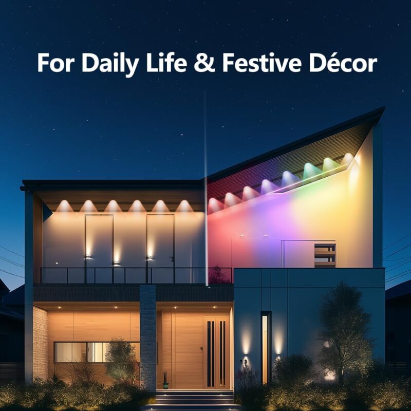 Permanent Outdoor Lights with Remote, 50ft with 20 LED Lights, RGB and Warm Cold White Eave Lights with Multiple Scene Modes, IP67 Waterproof for Mothers Day, Christmas Decor, Party Decor - Image 5