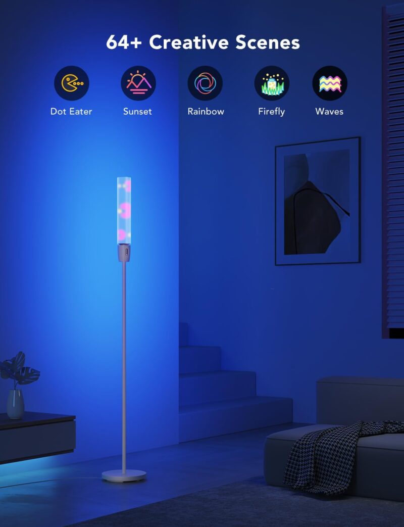 Govee RGBIC Cylinder Floor Lamp, LED Corner Floor Lamp with Wi-Fi App Control, Smart Lamp with 64+ Scenes, DIY Mode, Music Sync, 1500 Lumens Modern Lamp for Bedroom, Living Room - Image 2