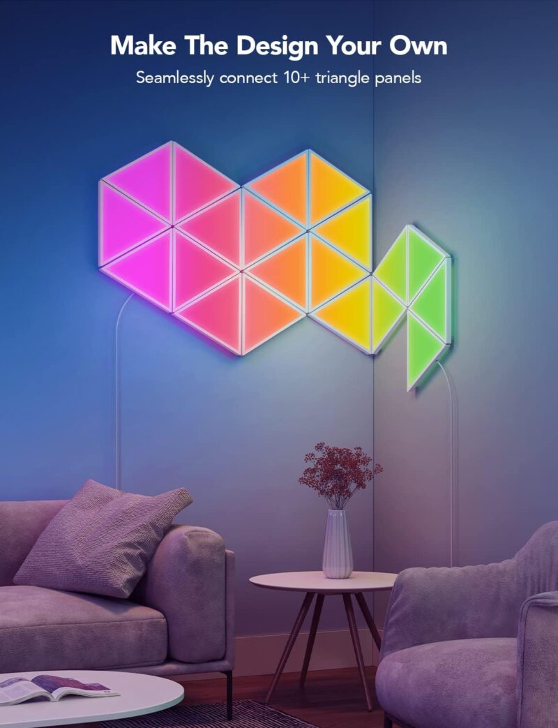 Govee Triangle Light Panels, RGBIC Glide Wall Light, Multicolor Effects, Music Sync, DIY Design, Smart APP Control, Works with Alexa & Google Assistant for Room, Gaming, 10 Pack(Not support 5G Wifi) - Image 5