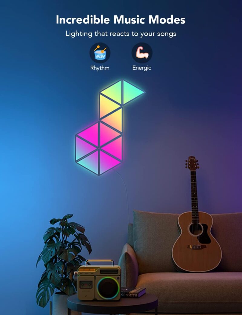 Govee Triangle Light Panels, RGBIC Glide Wall Light, Multicolor Effects, Music Sync, DIY Design, Smart APP Control, Works with Alexa & Google Assistant for Room, Gaming, 10 Pack(Not support 5G Wifi) - Image 8