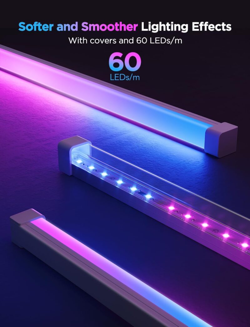 Govee RGBIC LED Strip Lights 16.4ft with Covers, Smart LED Lights Work with Alexa and Google Assistant, LED Diffuser Channel with LED Lights for Bedroom, Skirting Lines, Studio, Cabinet - Image 2