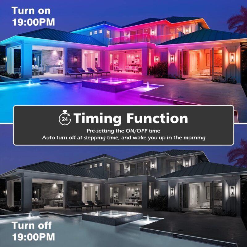 60Ft Outdoor Waterproof LED Strip Lights,Music Sync RGB IP65 Led Lights with App Control and Remote,Color Changing Waterproof Led Rope Lights for Outdoor,Balcony,Roof,Garden,Stairs Party - Image 5