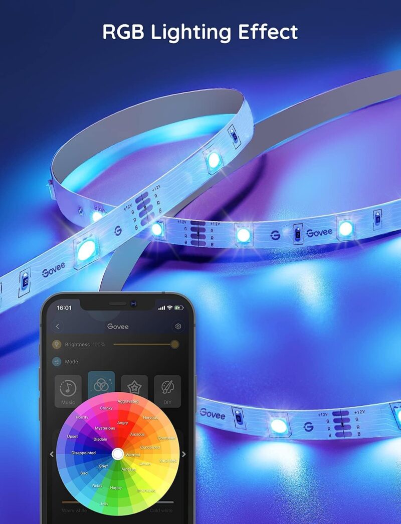 Govee Smart WiFi LED Strip Lights, 50ft RGB Led Strip Lighting Work with Alexa and Google Assistant, Color Changing Light Strip, Music Sync, LED Lights for Bedroom, Back to School, Easy to Install - Image 7