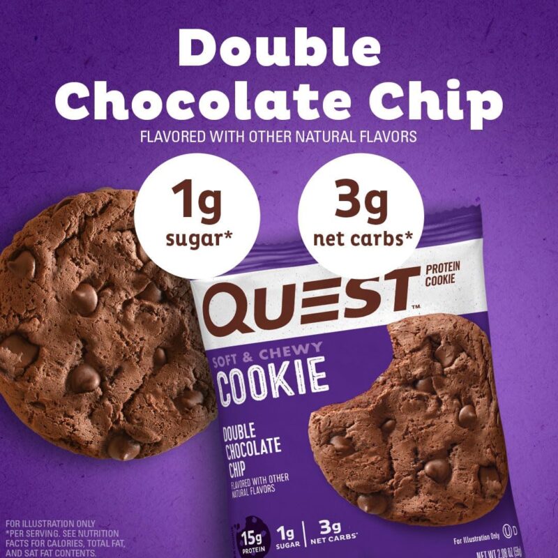 Quest Nutrition Double Chocolate Chip Protein Cookie, High Protein, Low Carb, 12 Count - Image 3