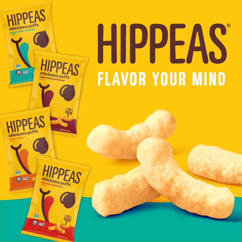 Hippeas Chickpea Puffs, Vegan White Cheddar, 0.8 Ounce (Pack of 18), 3g Protein, 2g Fiber, Vegan, Gluten-Free, Crunchy, Plant Protein Snacks - Image 2