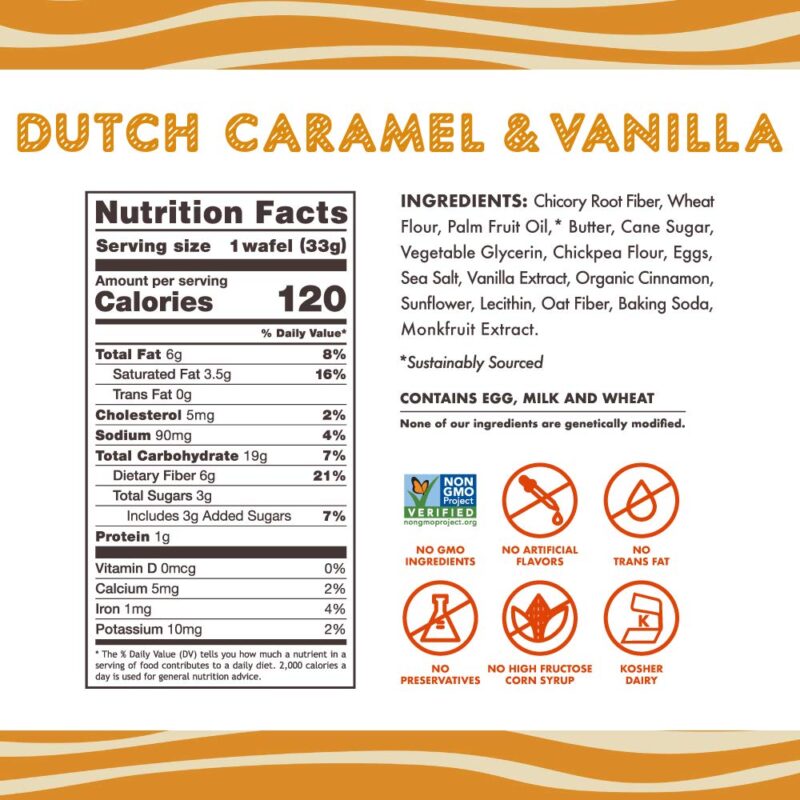 Rip Van Wafels Dutch Caramel & Vanilla Stroopwafels, Healthy Snacks, Non-GMO, Low Calorie, Low Sugar (3g), Office Snacks, Keto Friendly, 12 Count - Image 2