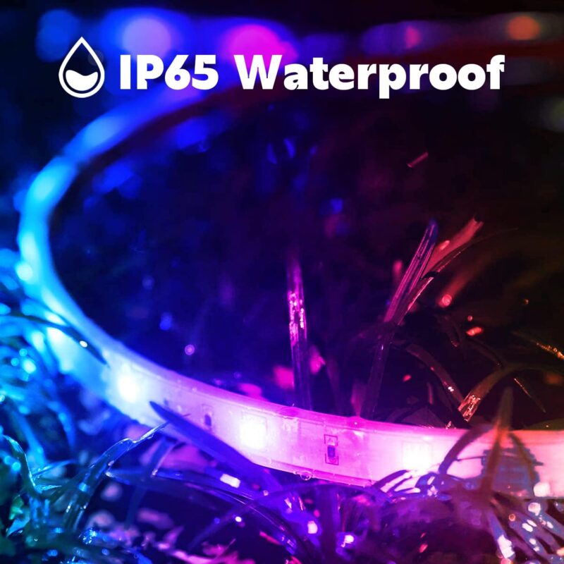 60Ft Outdoor Waterproof LED Strip Lights,Music Sync RGB IP65 Led Lights with App Control and Remote,Color Changing Waterproof Led Rope Lights for Outdoor,Balcony,Roof,Garden,Stairs Party - Image 6