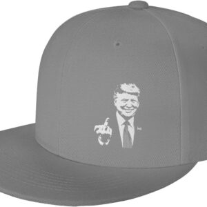 Donald Trump Middle Finger Adult Adjustable Outdoor Activities Sports Traveling Trucker Hats Flat Bill Baseball Cap Grey