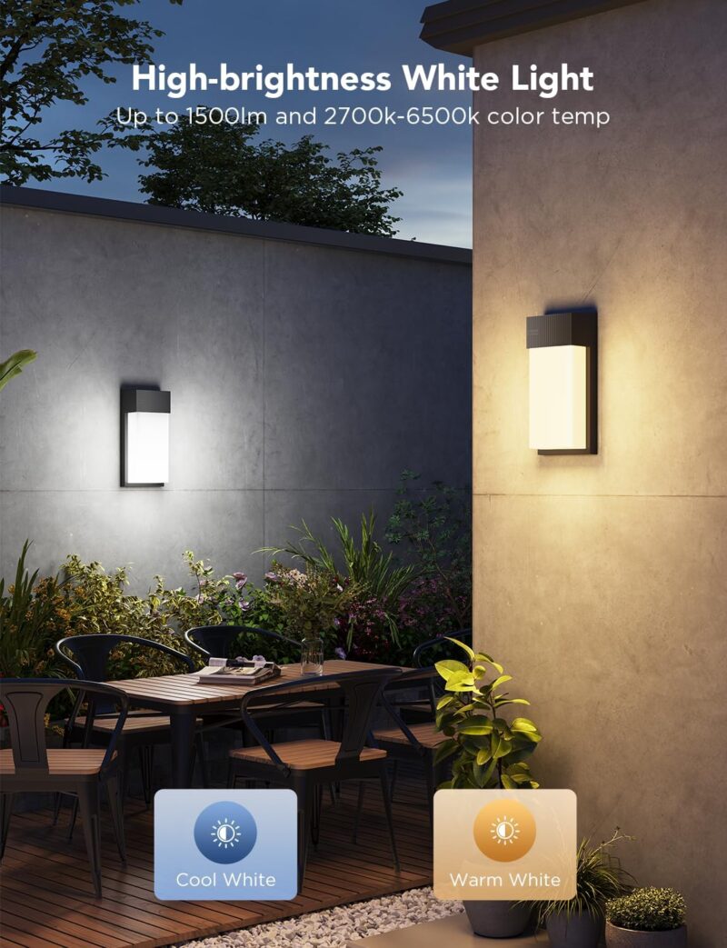 Govee Outdoor Wall Light, 1500LM Smart RGBIC Porch Lights Outdoor with 45 Scene Modes, IP65 Waterproof for Outdoor Decor, DIY Lighting Effects, Works with Alexa, Google Assistant and Matter, 2 Pack - Image 3