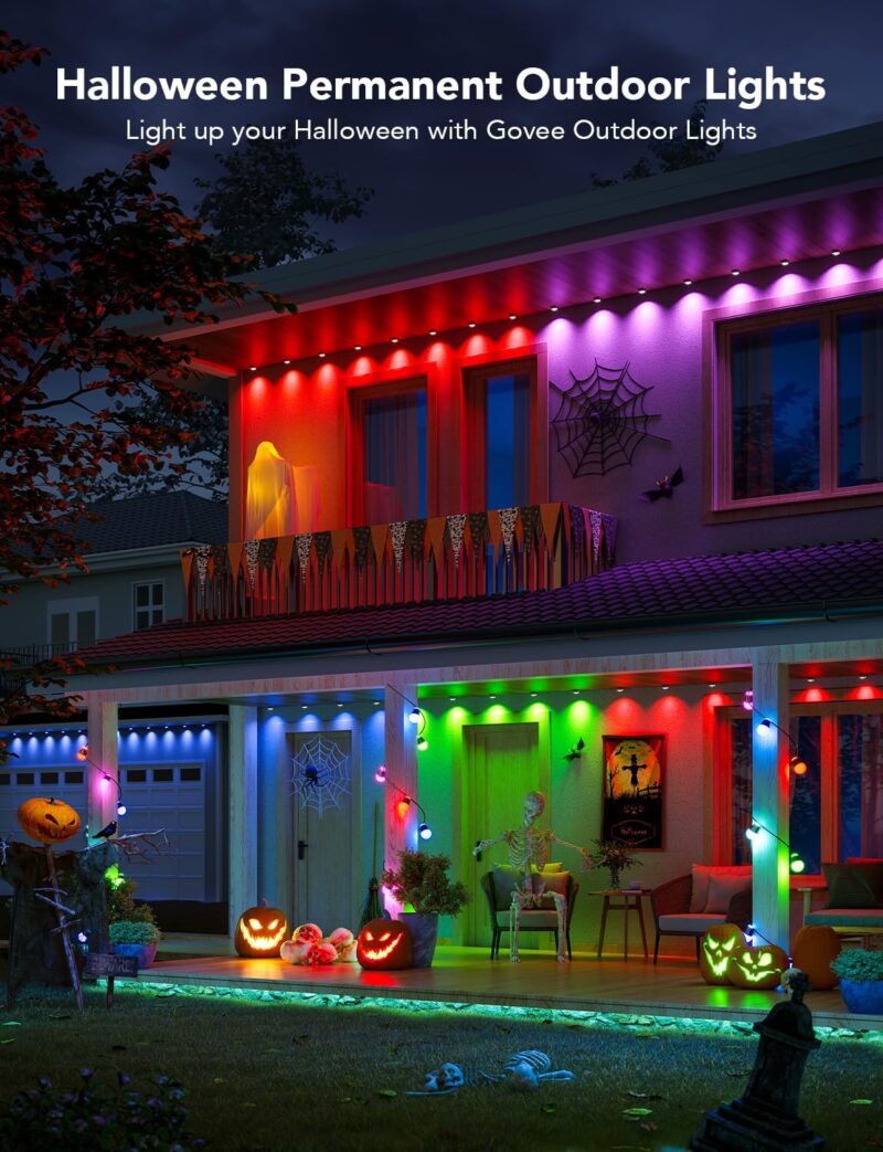 Govee Permanent Outdoor Lights Pro, 100ft with 60 RGBIC LED Lights for Daily and Accent Lighting, 75 Scene Modes for Halloween, IP67 Waterproof, Works with Alexa, Google Assistant, Matter, White - Image 2