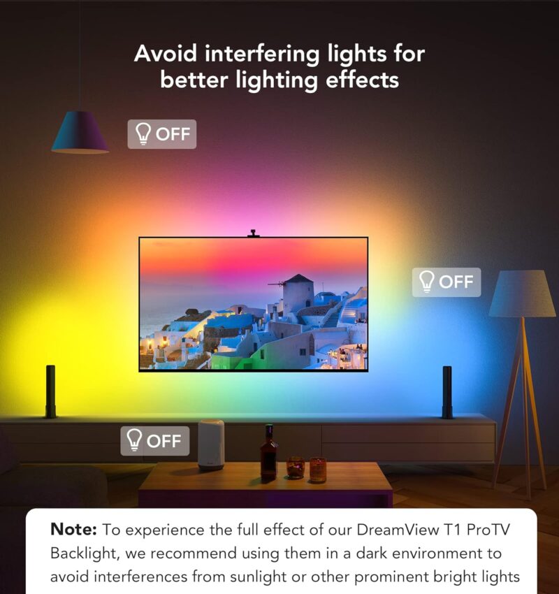 Govee Smart Wi-Fi RGBIC LED Strip Lights & Light Bars, DreamView T1 Pro for 55-65in TVs - Works with Alexa & Google Home - Image 7