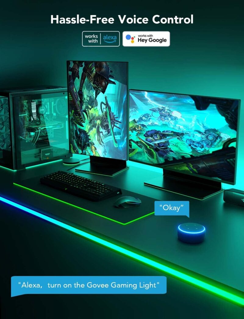 Govee RGBIC Gaming Lights, 10ft Neon Rope Lights Soft Lighting for Gaming Desks, LED Strip Lights Syncing with Razer Chroma, Support Cutting, Smart App Control, Music Sync, Adapter (Only 2.4G Wi-Fi) - Image 6