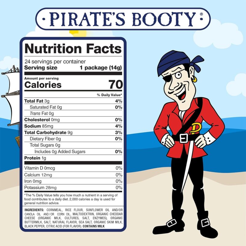 Pirate's Booty Aged White Cheddar Cheese Puffs, Gluten Free, Healthy Kids Snacks, 0.5 Ounce (Pack of 24) - Image 3