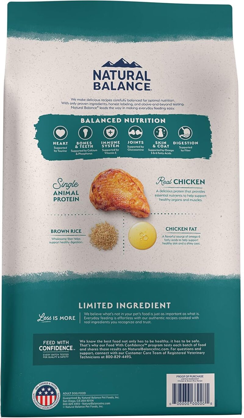 Natural Balance Limited Ingredient Adult Dry Dog Food with Healthy Grains, Chicken & Brown Rice Recipe, 24 Pound (Pack of 1) - Image 2