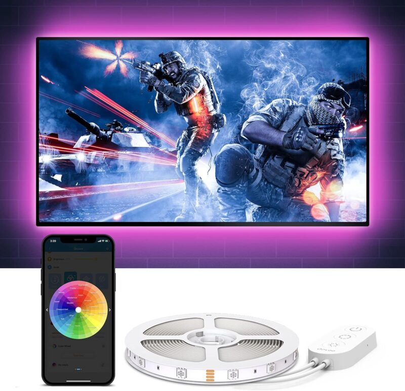 Govee TV LED Backlights, App Control TV LED Strip Lights, 7 Scene Modes & DIY Mode, 6.56FT Easy Installation USB LED TV Lights for 40-60 inch TVs, Computer, Bedroom, Gaming Monitor