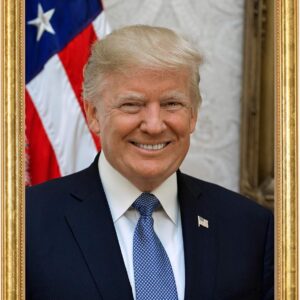 Donald J. Trump Photograph in a Aged Gold Frame - Historical Artwork from 2017 - (5" x 7") - Matte