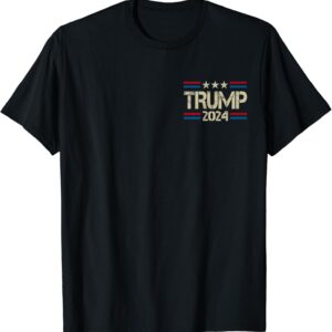 I'm Voting For Convicted Felon Trump 45 47 USA Flag 2 Sided T-Shirt