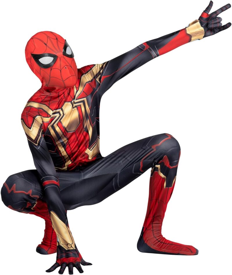 Marvel Integrated Spider-Man Official Youth Deluxe Zentai Costume - Stretch Spandex with Hidden Zippers and Wrist Slits - Image 5