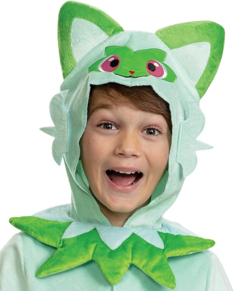 Disguise girls Sprigatito Costume for Kids, Official Pokemon Hooded Jumpsuit Costume - Image 3