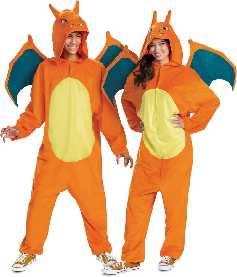 Disguise unisex-adult Charizard Costume for Adults, Deluxe Official Pokemon Halloween Costume With Hood and Wings