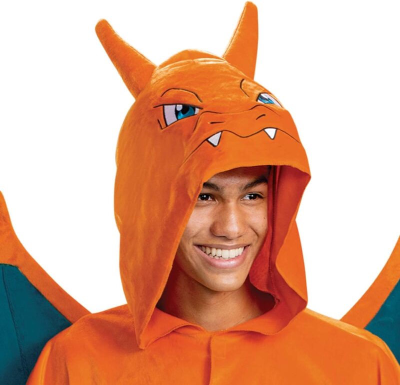 Disguise unisex-adult Charizard Costume for Adults, Deluxe Official Pokemon Halloween Costume With Hood and Wings - Image 4