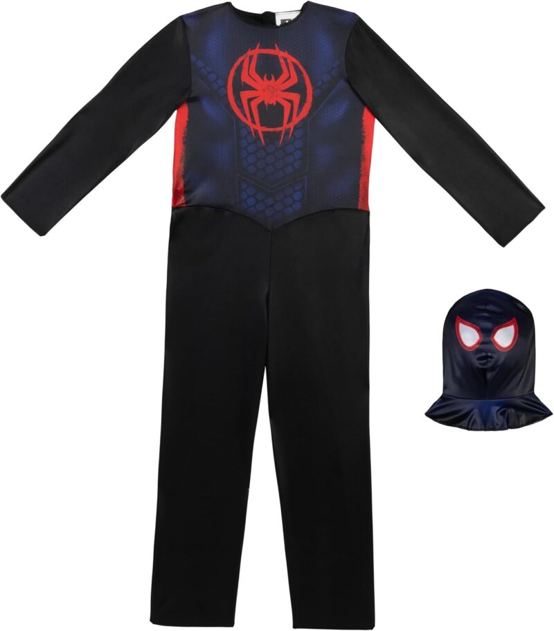 Marvel Miles Morales Official Youth Halloween Costume - Printed Jumpsuit with Fabric Mask - Image 3