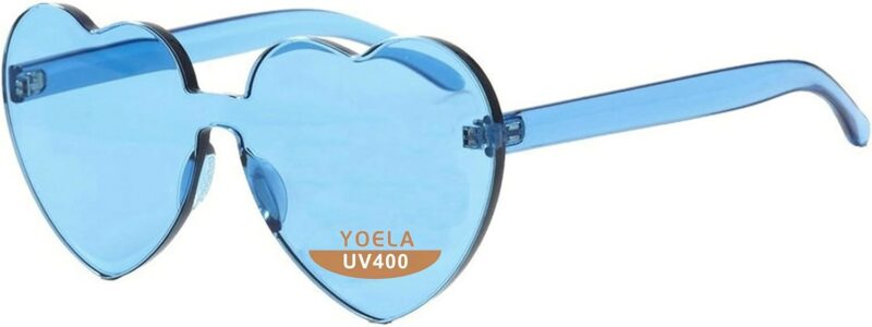 OLIN Heart Thick Oversized Rimless Sunglasses One Piece Eyewear Colored Sunglasses for Women