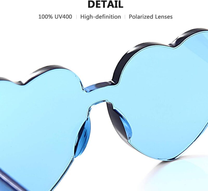 OLIN Heart Thick Oversized Rimless Sunglasses One Piece Eyewear Colored Sunglasses for Women - Image 4