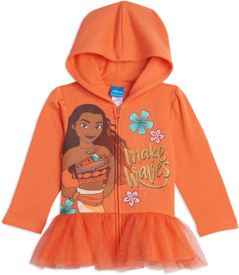 Disney Princess Moana Ariel Cinderella Belle Zip Up Hoodie Infant to Big Kid