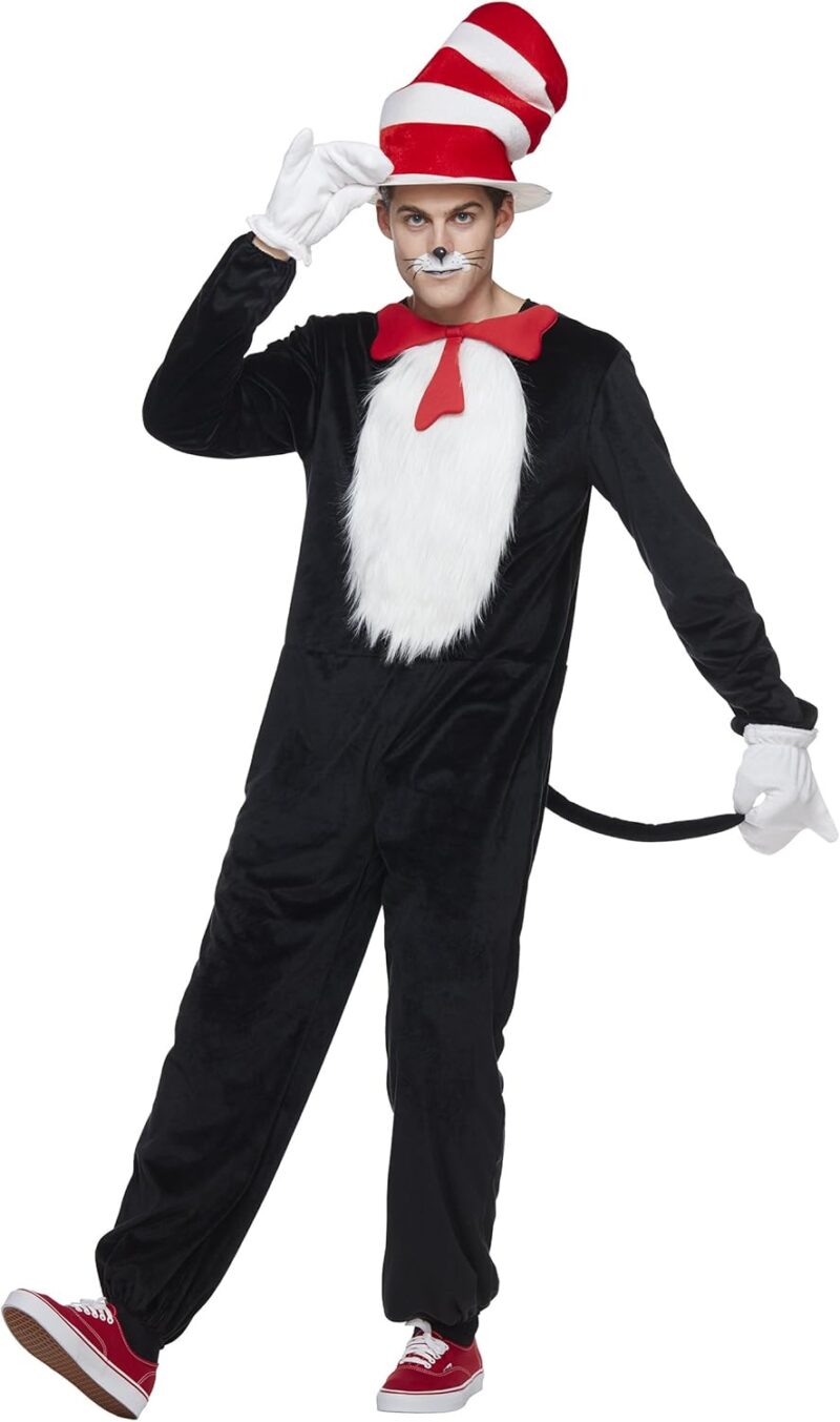 Spirit Halloween Dr. Suess Adult The Cat in the Hat Costume | Officially Licensed | Group Costume | Dr. Suess Cosplay