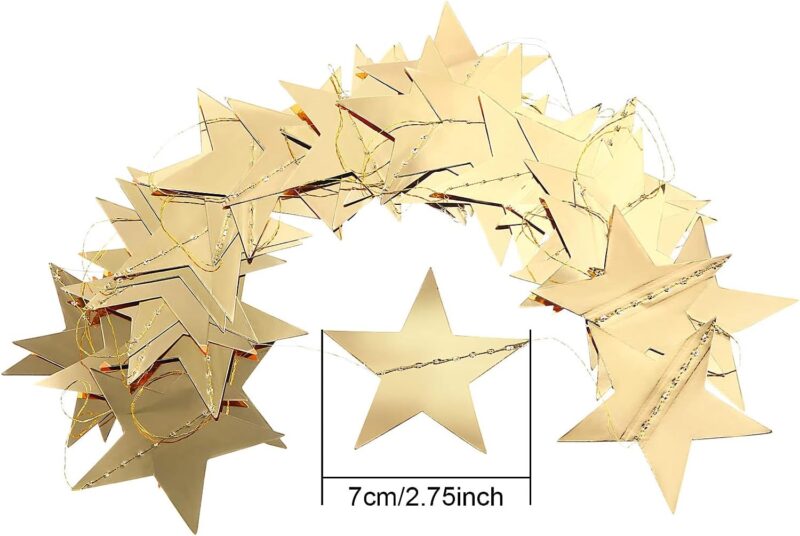 Patelai Glitter Star Garland Banner Decor, 130 Feet Bright Star Hanging Bunting Banner Backdrop for 2024 New Year Graduation Wedding Birthday Party Decor(Gold) - Image 2