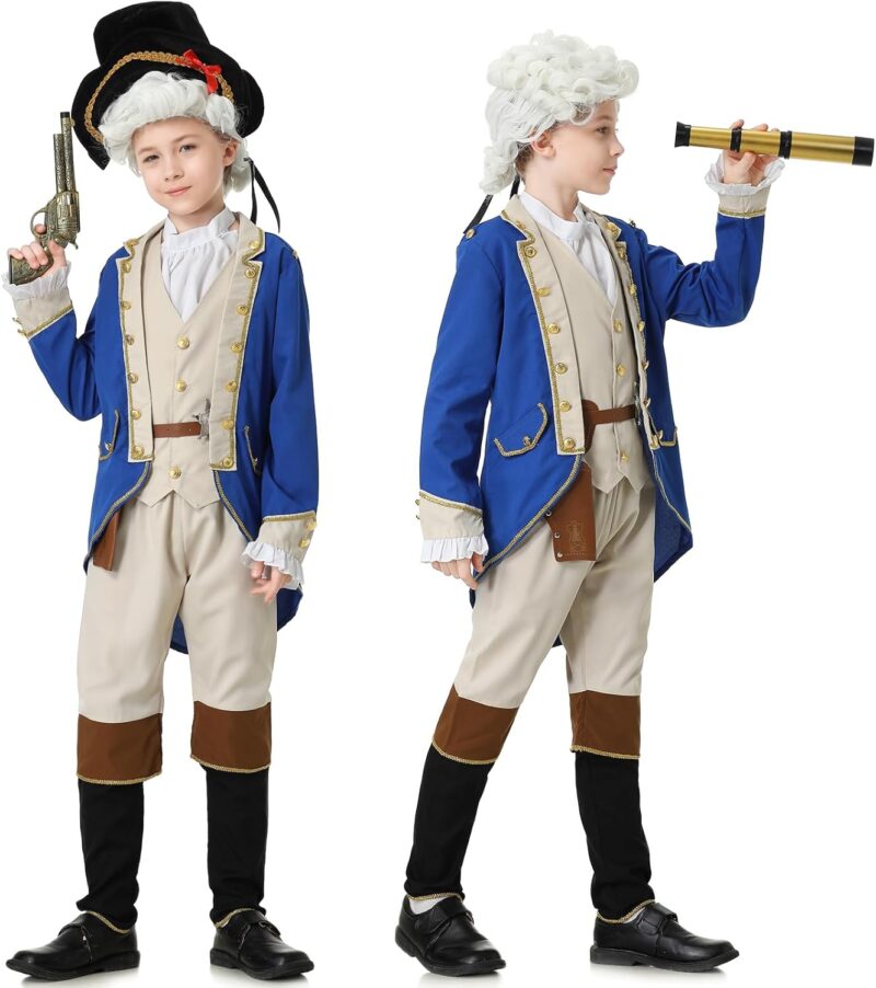 George Washington Costume Boys Colonial Patriot Revolutionary War Founding Father Hamilton Costume Kids Boys - Image 2