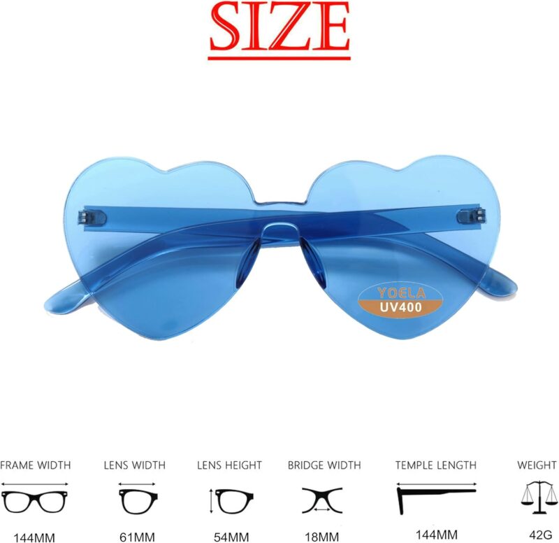 OLIN Heart Thick Oversized Rimless Sunglasses One Piece Eyewear Colored Sunglasses for Women - Image 6