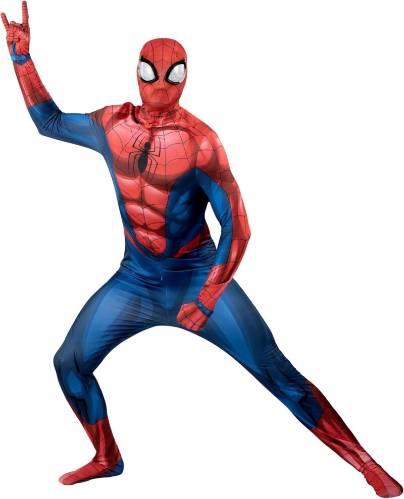 MARVEL Spider-Man Official Adult Deluxe Zentai Halloween Costume - Stretch Spandex with Hidden Zippers and Wrist Slits