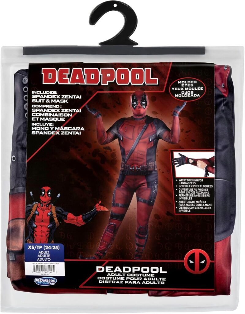 MARVEL Deadpool Official Adult Deluxe Zentai Halloween Costume - Stretch Spandex with Wrist Slits - Image 8