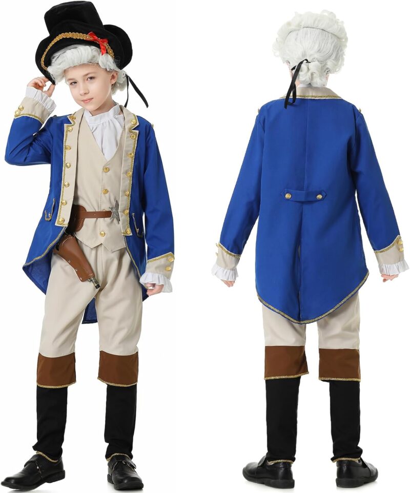 George Washington Costume Boys Colonial Patriot Revolutionary War Founding Father Hamilton Costume Kids Boys - Image 5