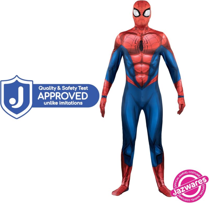 MARVEL Spider-Man Official Adult Deluxe Zentai Halloween Costume - Stretch Spandex with Hidden Zippers and Wrist Slits - Image 3