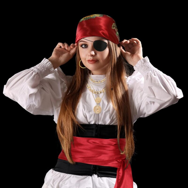 CICOCI Men Pirate Costume Accessories Set for Women Pirate Hat Pirate Head Scarf Pirate Sash Belt Dress Accessories - Image 4