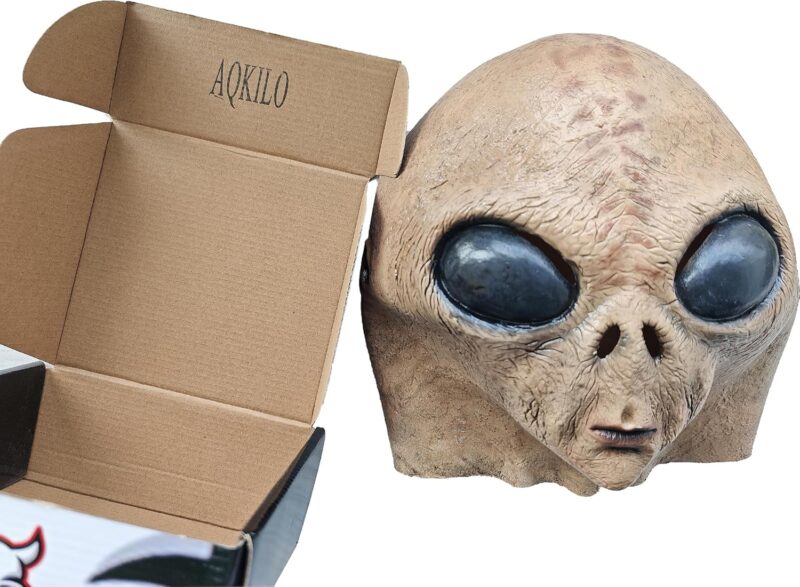 AQKILO Alien Mask Extraterrestrial Biological Latex Full Head Realistic Masks Fancy Dress for Halloween Carnival Costume Party - Image 7