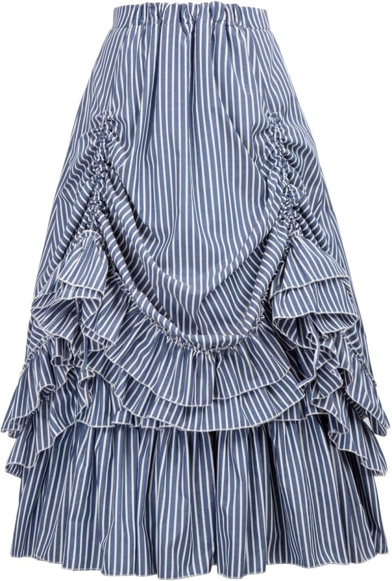 Belle Poque Women's Vintage Stripes Gothic Victorian Skirt Renaissance Style Falda