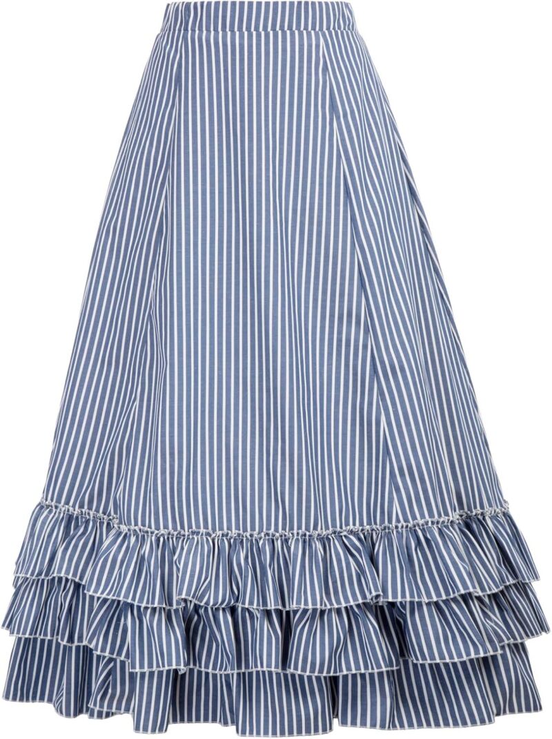 Belle Poque Women's Vintage Stripes Gothic Victorian Skirt Renaissance Style Falda - Image 2