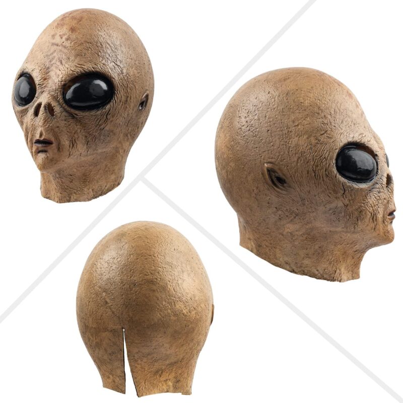 AQKILO Alien Mask Extraterrestrial Biological Latex Full Head Realistic Masks Fancy Dress for Halloween Carnival Costume Party - Image 4