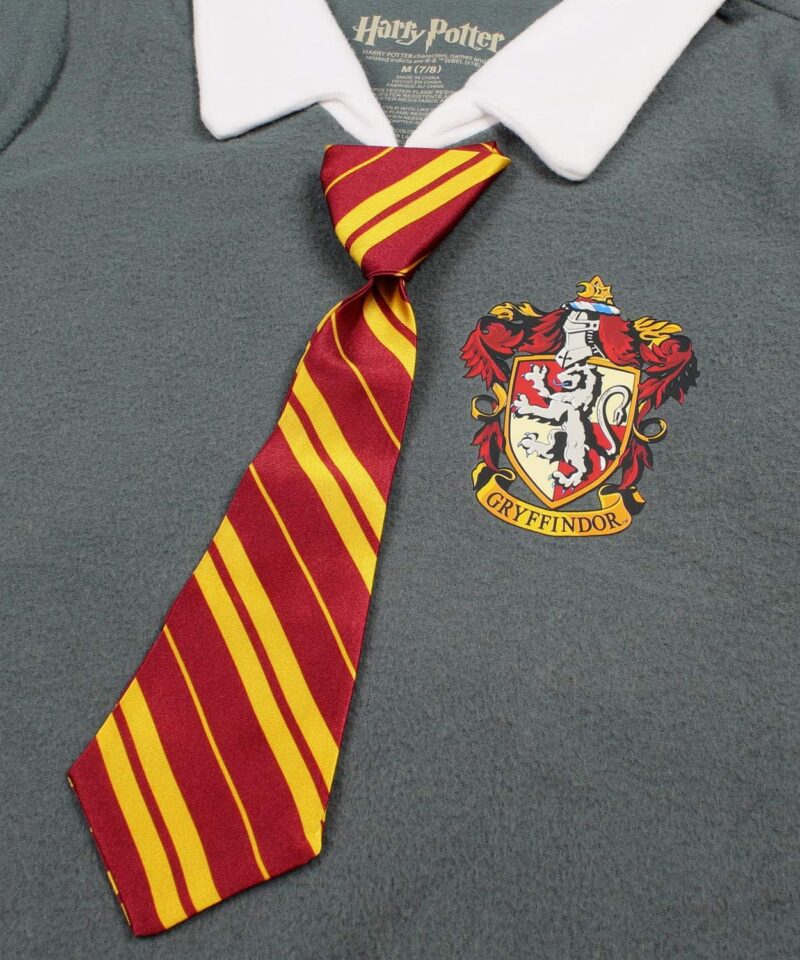 Harry Potter Pajama Girls Hermione Gryffindor Uniform With Tie Fleece Nightgown Costume - Image 3