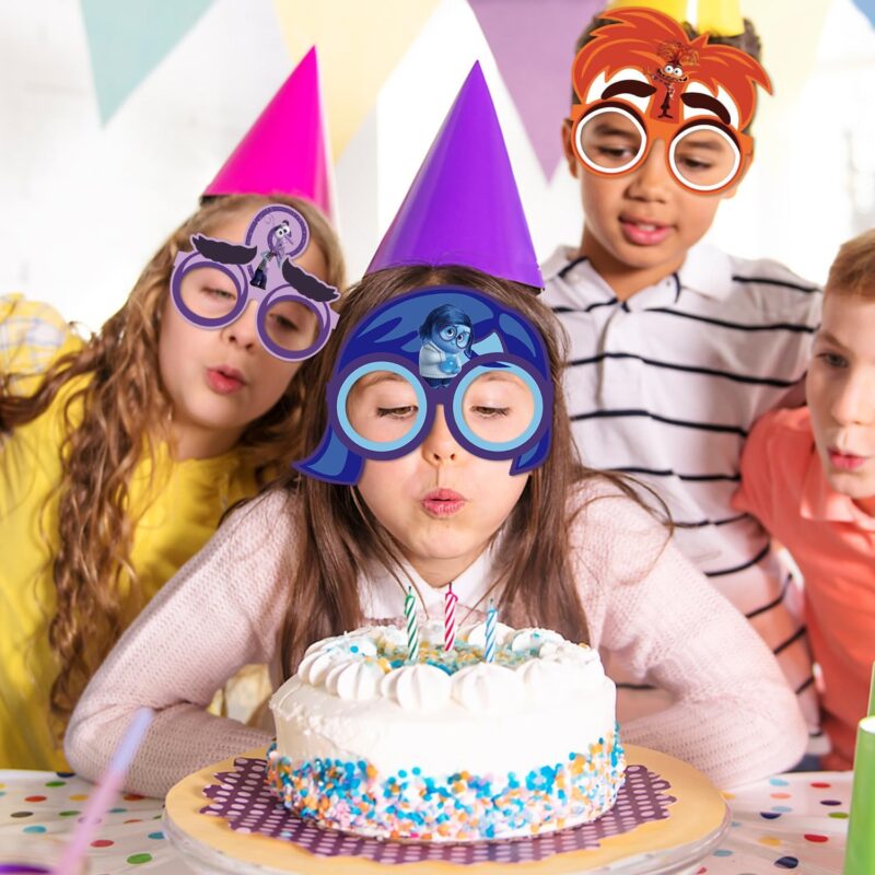 12Pcs Mask Glasses Party Favors for Inside Out,Themed Party Supplies Dress Up Masks Photo Booth Prop Cartoon Character Cosplay Birthday Gift for Kids, common - Image 5