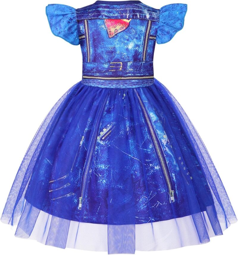 HenzWorld Girls Princess Dress Short Flutter Sleeve Tulle Costume Dress up Toddler Kids Halloween Cosplay Theme Party Outfit - Image 2