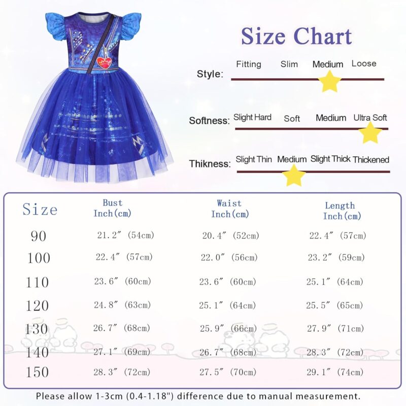 HenzWorld Girls Princess Dress Short Flutter Sleeve Tulle Costume Dress up Toddler Kids Halloween Cosplay Theme Party Outfit - Image 7